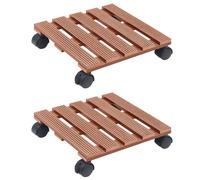 vidaXL Plant Trolleys 2 pcs Brown 30x30x7.5 cm WPC