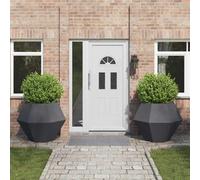 VidaXL Planter 2 Pcs Anthracite 100 X 100 X 80 Cm Steel
