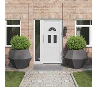 VidaXL Planter 2 Pcs Black 100 X 100 X 80 Cm Steel