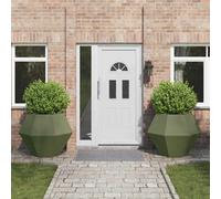 vidaXL Planter 2 pcs Olive Green 100 x 100 x 80 cm Steel