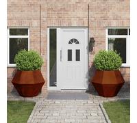 Planter Rectangular Weathering Steel 100x100x80 cm Outdoor Durable Rust Finish.