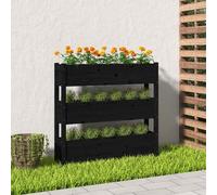 vidaXL Planter Black 112x25x104.5 cm Solid Wood Pine UK HOT