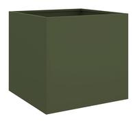 vidaXL Planter Flower Pot Garden Raised Bed Outdoor Planter Olive Green Steel