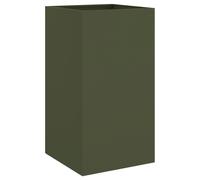 vidaXL Planter Flower Pot Garden Raised Bed Outdoor Planter Olive Green Steel