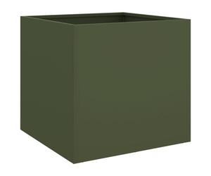 vidaXL Planter Flower Pot Garden Raised Bed Outdoor Planter Olive Green Steel
