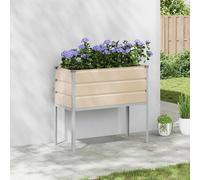 Planter Elevated Galvanised Steel Ivory 100 x 45 x 90 cm Outdoor Garden Terraces
