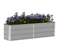 vidaXL Planter Light Grey 160 x 40 x 45 cm Steel, Garden and Terrace Decor, Modern Planter, Durable Steel Plant Stand, Indoor, Outdoor Gardening, Residential Feature, Ornament