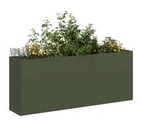 Planter Olive Green 200x40x80 cm Cold-Rolled Steel Raised Garden Bed Patio Deep