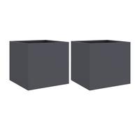 vidaXL Planter Outdoor Flower Pot Garden Raised Beds 2 pcs Anthracite Steel