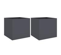 vidaXL Planter Outdoor Flower Pot Garden Raised Beds 2 pcs Anthracite Steel