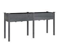 vidaXL Planter, Plant Pot with Liner, Outdoor Raised Bed for Vegetable Fruit, Flower Planter for Garden Balcony Patio, Grey Solid Wood Fir