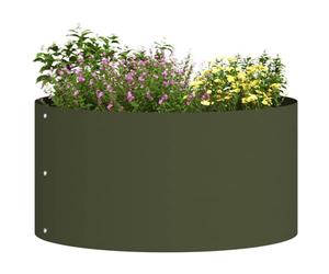 vidaXL Planter Ring Olive Green 40 x 40 x 20 cm Cold-rolled Steel | Sl nd trendy cylindrical shape, Great for all sorts of spots, Made from tough metal material