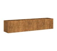 vidaXL Planter Rusty Weathering Steel 200x40x40 cm - Stylish Plant Pot Stand for Garden/Balcony/Patio, Open Bottom for Drainage