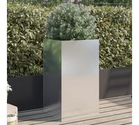 vidaXL Stainless Steel Planter - Rectangular Modern Silver Flower Box, Indoor/Outdoor Garden Plant Pot, 42x38x75 cm