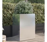 vidaXL Stainless Steel Planter - Rectangular Garden/Patio Planter in Elegant Silver, 52x48x75 cm, Durable and Easy to Assemble for Outdoor Use