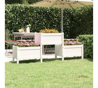 vidaXL Planter White 178.5x44x75 cm Solid Wood Pine