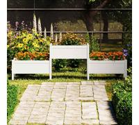 vidaXL Planter White 245.5x44x75 cm Solid Wood Pine UK HOT