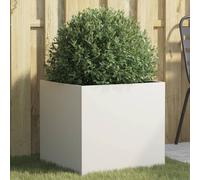 vidaXL White Cold-rolled Steel Rectangular Planter - Indoor/Outdoor Garden, Patio, Balcony Decor Box 49x47x46 cm