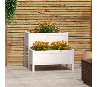 (White, 84.5 x 84 x 75 cm) vidaXL Solid Wood Pine Planter Raised Bed Multi Colours 110/84.5x84x75 cm