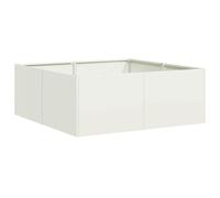 vidaXL planter white steel 80x80x30 cm raised bed plant pot stand for garden balcony patio
