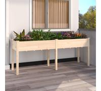 (light brown, 203 x 53 x 76 cm) vidaXL Planter Plant Pot with Liner Raised Bed Flower Pot Grey Solid Wood Fir