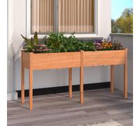 vidaXL Planter w/ Liner Brown 161x45x76cm Solid Wood Fir, Brown