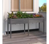 vidaXL Planter with Liner Grey 161x45x76 cm Solid Wood Fir