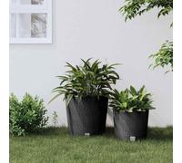 vidaXL Planter w/ Removable Inner Anthracite 35 / 37.5 L PP Rattan, Grey