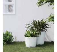 vidaXL Planter with Removable Inner White 15 / 15.3 L PP Rattan UK HOT