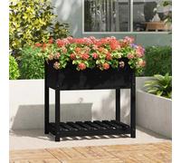 vidaXL Planter w/ Shelf Black 82.5x54x81cm Solid Pine, Black