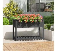 vidaXL Planter with Shelf Grey 111.5x54x81 cm Solid Wood Pine