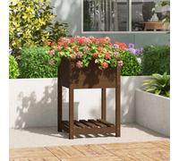 vidaXL Planter with Shelf Honey Brown 54x54x81 cm Solid Wood Pine