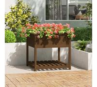 vidaXL Planter with Shelf Honey Brown 82.5x82.5x81 cm Solid Wood Pine