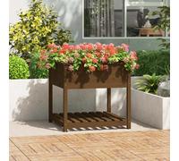 vidaXL Planter with Shelf Honey Brown 82.5x82.5x81 cm Solid Wood Pine UK NEW