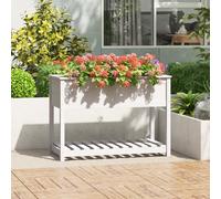 vidaXL Planter with Shelf White 111.5x54x81 cm Solid Pine, White