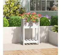 vidaXL Planter with Shelf White 54x34.5x81 cm Solid Wood Pine