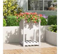 vidaXL Planter with Shelf White 54x54x81 cm Solid Wood Pine UK NEW