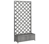 vidaXL Wooden Planter with Trellis - Grey Solid Fir Wood, 90x35x180cm - Spacious Outdoor Garden/Patio Box for Climbing Plants
