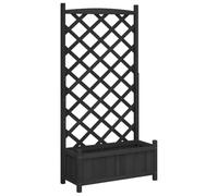 vidaXL Planter with Trellis - Black Solid Fir Wood for Outdoor Garden and Patio Use, 75x35x150 cm, Assembly Required, Versatile Climbing Plant Support