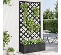 vidaXL Planter with Trellis Black Solid Wood Fir