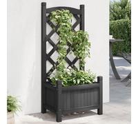 (black, 40 x 30 x 90 cm) vidaXL Planter with Trellis Raised Bed Garden Planter Brown Solid Wood Fir