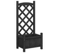 vidaXL Planter with Trellis, Raised Bed for Indoor & Outdoor Balcony, Garden Planter for Climbing Plant Vines, Flower Box, Black Solid Wood Fir