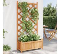 vidaXL Planter w/ Trellis Brown Solid Wood Fir, Brown