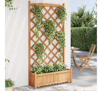 (brown, 90 x 35 x 180 cm) vidaXL Planter with Trellis Raised Bed Garden Planter Brown Solid Wood Fir