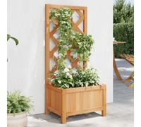vidaXL Planter with Trellis Brown Solid Wood Fir