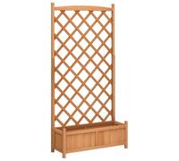 vidaXL Planter with Trellis Brown Solid Wood Fir