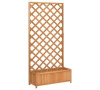 vidaXL Planter with Trellis - Brown Solid Wood Fir, Spacious Outdoor Garden Box for Climbing Plants, Patio & Terrace Planter, 90x35x180cm