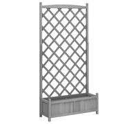 vidaXL Planter with Trellis, Raised Bed for Indoor & Outdoor Balcony, Garden Planter for Climbing Plant Vines, Flower Box, Grey Solid Wood Fir