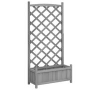 vidaXL Planter with Trellis, Raised Bed for Indoor & Outdoor Balcony, Garden Planter for Climbing Plant Vines, Flower Box, Grey Solid Wood Fir
