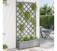 vidaXL Planter with Trellis Grey Solid Wood Fir